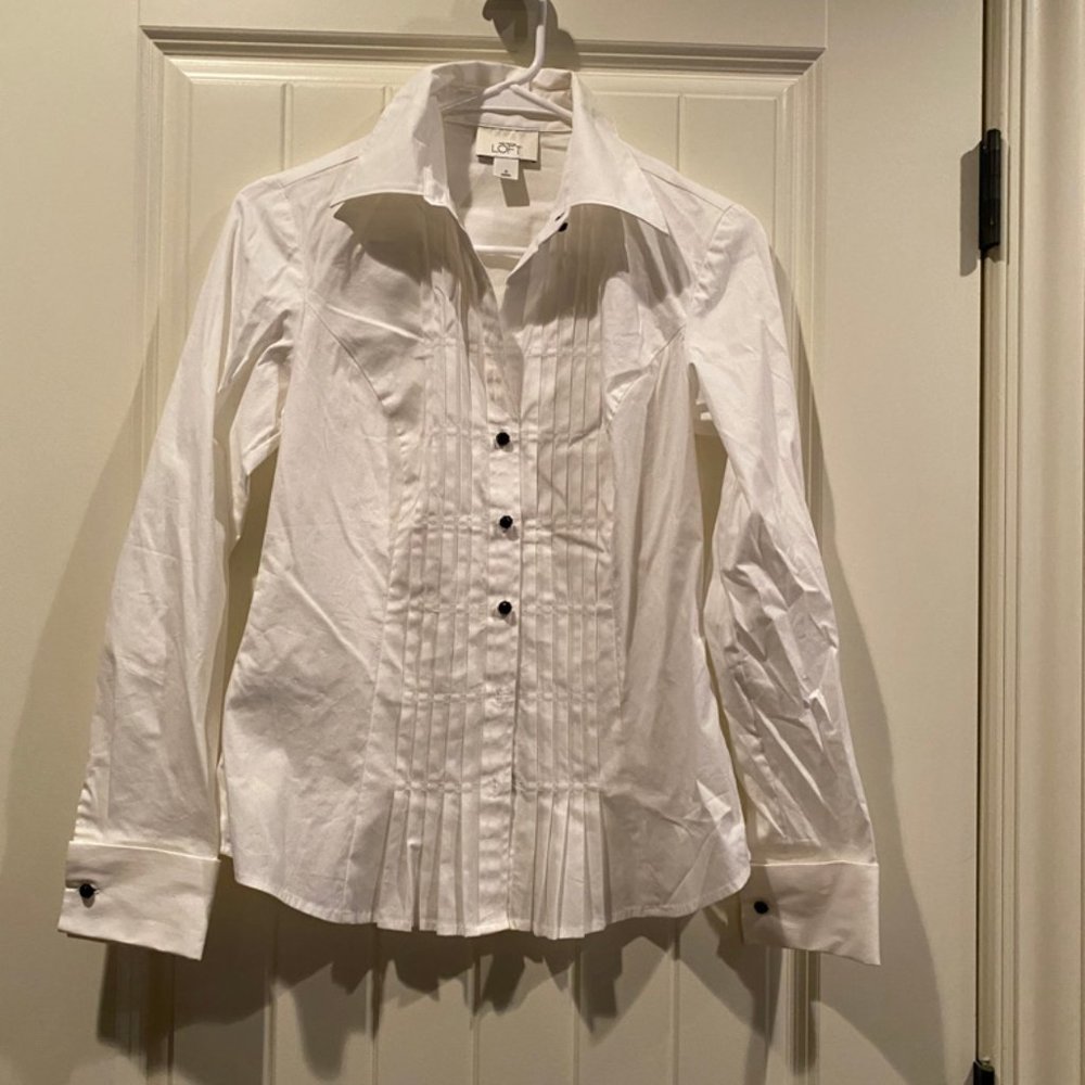LOFT Button Down White Shirt - Picture 1 of 3